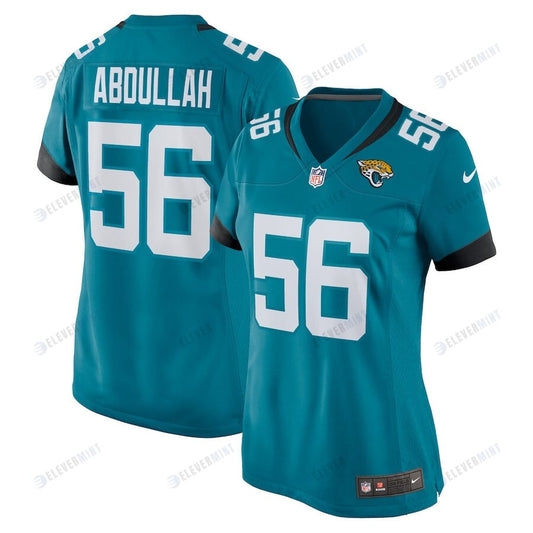 Yasir Abdullah 56 Jacksonville Jaguars Women Team Game Jersey - Teal