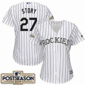 Womens Colorado Rockies Trevor Story Cool Base Replica Jersey White