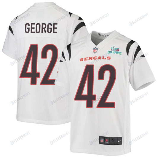 Allan George 42 Cincinnati Bengals Super Bowl LVII Champions Youth Game Jersey - White